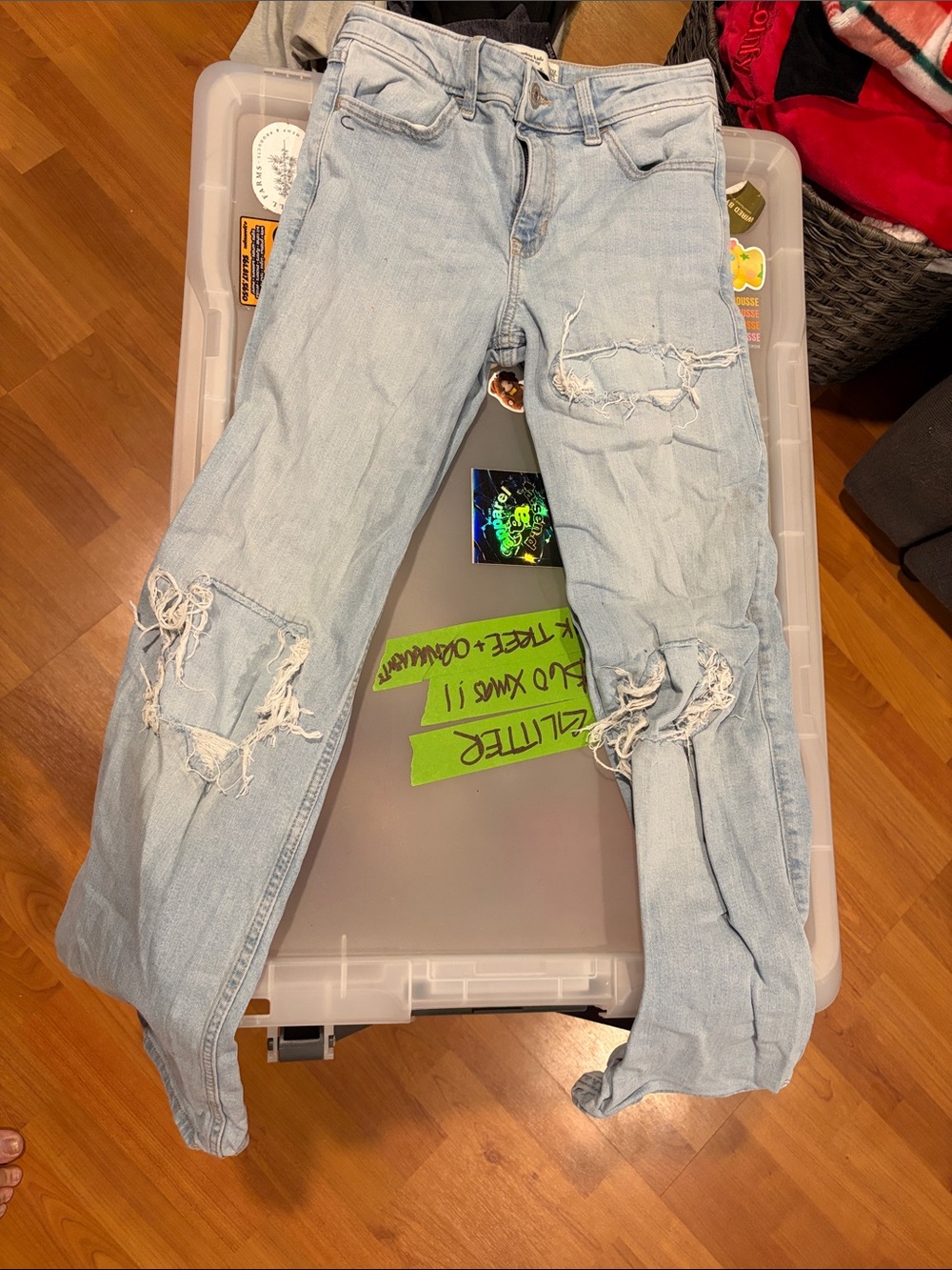 abercrombie kids Light Blue Distressed Boyfriend Jeans